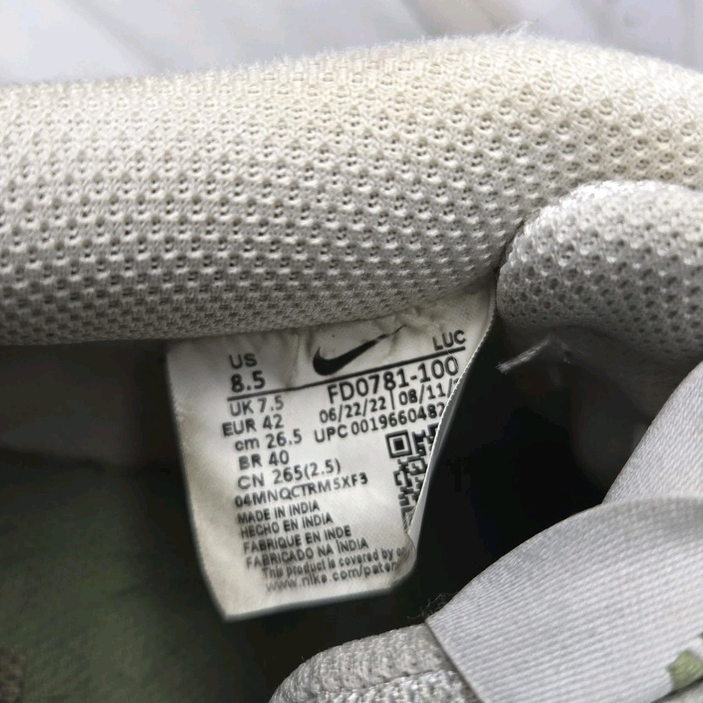 Nike Court Vision Next Nature Low White Oil Green 8.5 School Play Streetwear - Picture 7 of 7